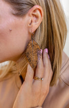 Load image into Gallery viewer, Rose Quartz Shimmer Leather Feather Earrings (4 sizes)