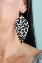 Load image into Gallery viewer, Chocolate Brown Leopard Leather Feather Earrings (3 sizes)