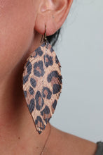Load image into Gallery viewer, Lovely Leopard Leather Feather Earrings (4 sizes)