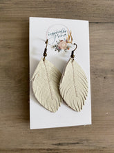 Load image into Gallery viewer, Vanilla Leather Feather Earrings (4 sizes)