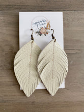 Load image into Gallery viewer, Vanilla Leather Feather Earrings (4 sizes)