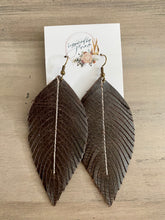Load image into Gallery viewer, Dark Chocolate Leather Feather Earrings (4 sizes)