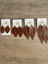 Load image into Gallery viewer, Milk Chocolate Leather Feather Earrings (4 sizes)