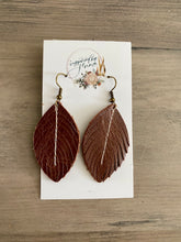 Load image into Gallery viewer, Milk Chocolate Leather Feather Earrings (4 sizes)