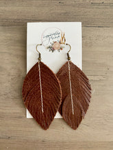 Load image into Gallery viewer, Milk Chocolate Leather Feather Earrings (4 sizes)