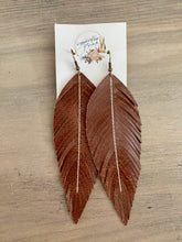 Load image into Gallery viewer, Milk Chocolate Leather Feather Earrings (4 sizes)