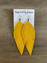 Load image into Gallery viewer, Lemon Yellow Leather Feather Earrings (4 sizes)