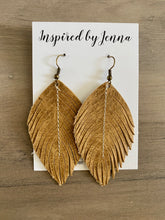 Load image into Gallery viewer, Buckskin Leather Feather Earrings (4 sizes)