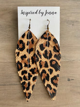 Load image into Gallery viewer, Lovely Leopard Leather Feather Earrings (4 sizes)