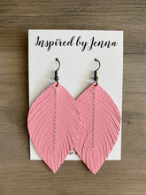 Load image into Gallery viewer, Bubblegum Pink Leather Feather Earrings (4 sizes)