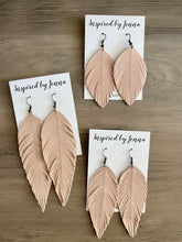 Load image into Gallery viewer, Blush Leather Feather Earrings (4 sizes)