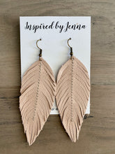 Load image into Gallery viewer, Blush Leather Feather Earrings (4 sizes)