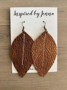 Bronze Leather Feather Earrings (4 sizes)