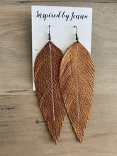 Load image into Gallery viewer, Bronze Leather Feather Earrings (4 sizes)