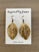 Load image into Gallery viewer, Goldleaf Leather Feather Earrings (4 sizes)