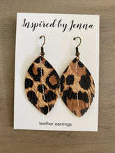 Load image into Gallery viewer, Lovely Leopard Leather Feather Earrings (4 sizes)