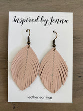 Load image into Gallery viewer, Blush Leather Feather Earrings (4 sizes)
