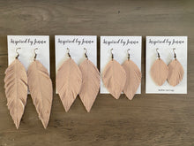 Load image into Gallery viewer, Blush Leather Feather Earrings (4 sizes)