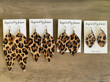 Load image into Gallery viewer, Lovely Leopard Leather Feather Earrings (4 sizes)