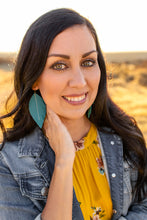 Load image into Gallery viewer, Classic Teal Leather Feather Earrings (4 sizes)