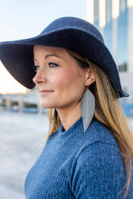 Load image into Gallery viewer, Gray Leather Feather Earrings (4 sizes)