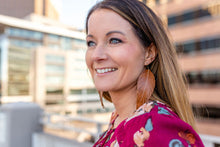 Load image into Gallery viewer, Caramel Leather Feather Earrings (4 sizes)