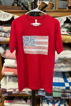 Load image into Gallery viewer, Red American Flag appliqué T-Shirt- XL