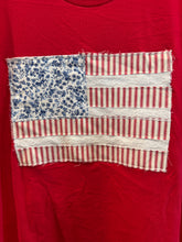 Load image into Gallery viewer, Red American Flag appliqué T-Shirt- XL