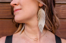 Load image into Gallery viewer, Champagne Leather Feather Earrings (3 sizes)