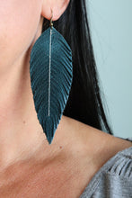 Load image into Gallery viewer, Teal Lagoon Leather Feather Earrings (4 sizes)
