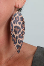Load image into Gallery viewer, Lovely Leopard Leather Feather Earrings (4 sizes)