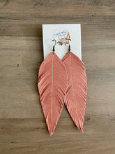Load image into Gallery viewer, Vintage Rose Leather Feather Earrings (4 sizes)