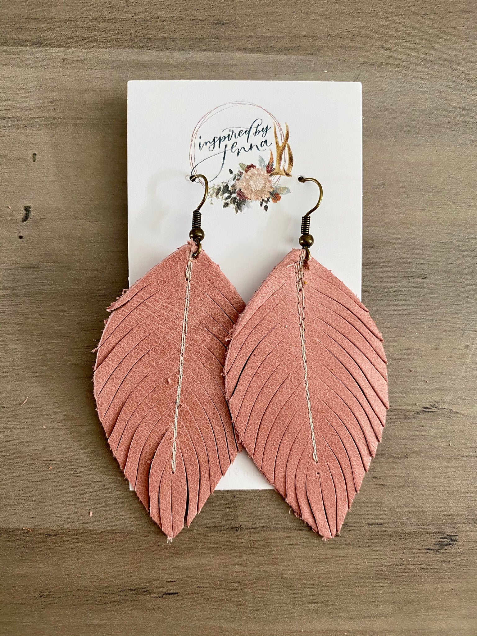 boho feather Earrings Pink on gold plated hooks -New handmade | eBay