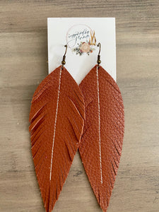 Cinnamon Leather Feather Earrings (3 sizes)