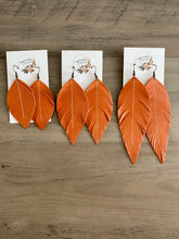 Load image into Gallery viewer, Pumpkin Spice Leather Feather Earrings (3 sizes)