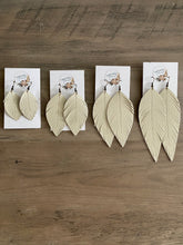 Load image into Gallery viewer, Vanilla Leather Feather Earrings (4 sizes)