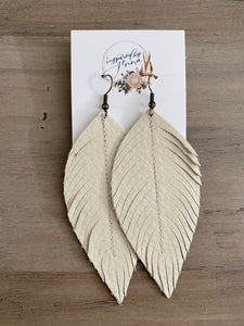 Vanilla Leather Feather Earrings (4 sizes)