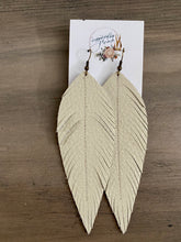 Load image into Gallery viewer, Vanilla Leather Feather Earrings (4 sizes)