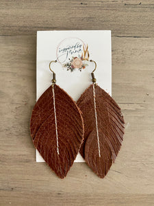 Milk Chocolate Leather Feather Earrings (4 sizes)