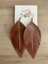 Load image into Gallery viewer, Milk Chocolate Leather Feather Earrings (4 sizes)