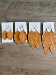 Goldenrod Leather Feather Earrings (4 sizes)