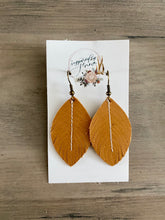 Load image into Gallery viewer, Goldenrod Leather Feather Earrings (4 sizes)