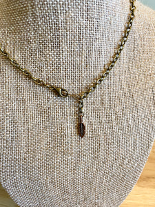 Camel Leather Feather 30" Necklace with Charms