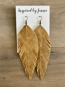 Buckskin Leather Feather Earrings (4 sizes)
