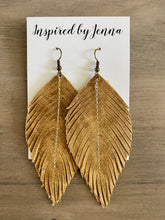 Load image into Gallery viewer, Buckskin Leather Feather Earrings (4 sizes)