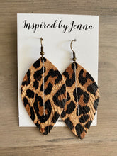 Load image into Gallery viewer, Lovely Leopard Leather Feather Earrings (4 sizes)
