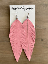 Load image into Gallery viewer, Bubblegum Pink Leather Feather Earrings (4 sizes)
