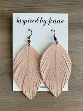 Load image into Gallery viewer, Blush Leather Feather Earrings (4 sizes)