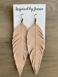Blush Leather Feather Earrings (4 sizes)