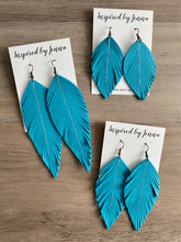 Load image into Gallery viewer, True Turquoise Leather Feather Earrings (4 sizes)